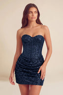 Cleopatra Sequin Strapless Corset Mini Party Dress