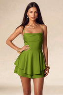 Seraphina Satin Layered Mini Homecoming Dress