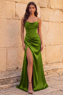 Elowen Satin Corset Slit Prom Dress