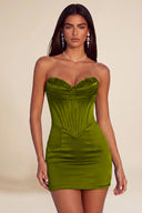 Athena Strapless Satin Corset Mini Dress