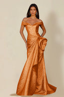 Aurora Textured Metallic Mermaid Evening Party Dress