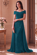 Elodie Mother of the Bride Off-Shoulder Beaded Chiffon Gown