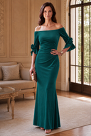 Graceful Off-Shoulder Velvet Mother-of-the-Bride Mermaid Gown