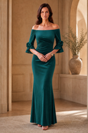 Graceful Off-Shoulder Velvet Mother-of-the-Bride Mermaid Gown