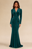 Charlotte V-Neck Ruched Velvet Bridesmaid Gown