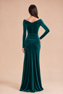 Marlowe Velvet Off-Shoulder Ruched Bridesmaid Dress
