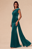 Amara Ruched One-Shoulder Velvet Bridesmaid Dress