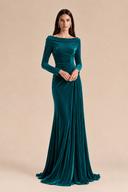 Marlowe Velvet Off-Shoulder Ruched Bridesmaid Dress