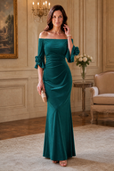 Graceful Off-Shoulder Velvet Mother-of-the-Bride Mermaid Gown