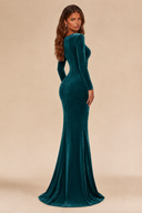 Charlotte V-Neck Ruched Velvet Bridesmaid Gown