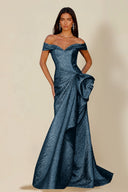 Aurora Textured Metallic Mermaid Evening Party Dress