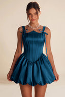 Marigold Satin Bow Strap Corset Mini Party Dress
