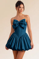 Primrose Bow Strapless Corset Bubble Mini Dress