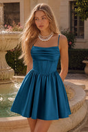 Thea Satin Corset Mini Homecoming Dress