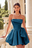 Marigold Strapless Satin Mini Homecoming Dress