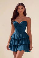 Ivy Strapless Corset Tiered Ruffle Mini Dress