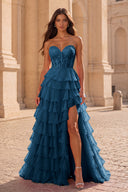 Cassiopeia Strapless Tiered Chiffon Prom Dress