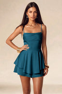 Seraphina Satin Layered Mini Homecoming Dress