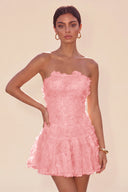 Seraphina 3D Floral Strapless Ruffle Mini Dress