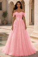 Isolde Off-Shoulder Corset Tulle Ballgown