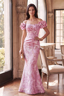 Valeria Metallic Floral Brocade Mother of the Bride Dress