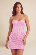 Cleopatra Sequin Strapless Corset Mini Party Dress