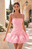 Marigold Multi-Tiered Ruffled Mini Party Dress