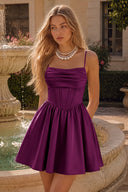 Thea Satin Corset Mini Homecoming Dress