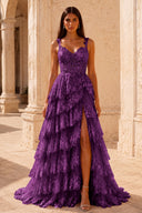 Valeria Lace Tiered Corset Prom Gown