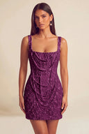 Valeria Square Neck Beaded Lace Mini Dress