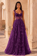 Aurora 3D Butterfly Lace Tulle Prom Dress