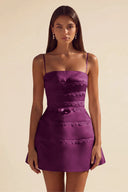 Ivy Satin Tiered Lace Mini Dress