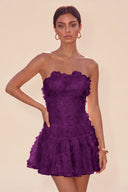 Seraphina 3D Floral Strapless Ruffle Mini Dress