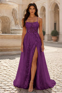 Rosalind Spaghetti Strap Floral Tulle Prom Gown