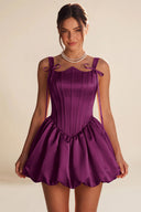 Marigold Satin Bow Strap Corset Mini Party Dress