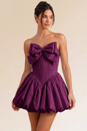 Primrose Bow Strapless Corset Bubble Mini Dress