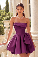 Marigold Strapless Satin Mini Homecoming Dress