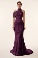 Lucinda High‑Neck Beaded Mermaid Gown