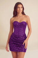 Cleopatra Sequin Strapless Corset Mini Party Dress