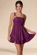 Valeria Tie Spaghetti Strap Tiered Mini Dress