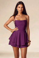 Seraphina Satin Layered Mini Homecoming Dress