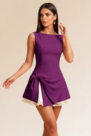 Loveland Boat Neck Bow Mini Dress
