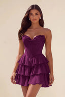 Ivy Strapless Corset Tiered Ruffle Mini Dress