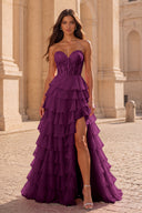 Cassiopeia Strapless Tiered Chiffon Prom Dress