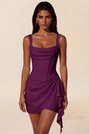 Liora Cowl Neck Corset Asymmetrical Mini Dress