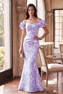 Valeria Metallic Floral Brocade Mother of the Bride Dress