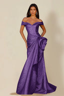 Aurora Textured Metallic Mermaid Evening Party Dress