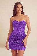 Cleopatra Sequin Strapless Corset Mini Party Dress