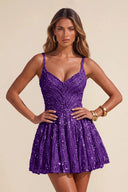 Piper Sequin A-line Mini Homecoming Dress