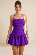 Hattie Halter Ruched Bubble Hem Mini Dress
